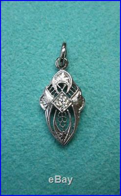 Art Deco Diamond Pendant Necklace 18K White Gold c1900 Edwardian Wedding Engaged