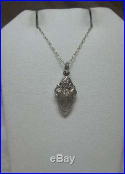 Art Deco Diamond Pendant Necklace 18K White Gold c1900 Edwardian Wedding Engaged