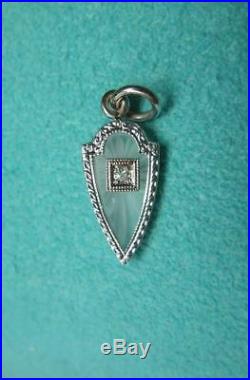 Art Deco Diamond Pendant Necklace Frosted Camphor Glass 14K Gold 1900 Wedding