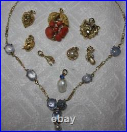 Art Deco Diamond Sapphire Pendant Bell Necklace 18K Gold c1900 Edwardian Wedding
