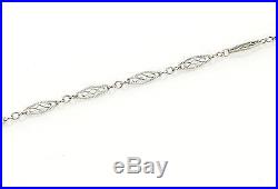 Art Deco Diamonds Platinum Pendant & 14k Gold Fancy Link Chain Necklace