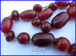 Art Deco Early Plastic Cherry Amber Beads Necklace