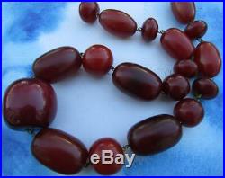 Art Deco Early Plastic Cherry Amber Beads Necklace