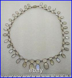 Art Deco Edwardian Moon Stone Necklace Silver
