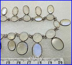 Art Deco Edwardian Moon Stone Necklace Silver