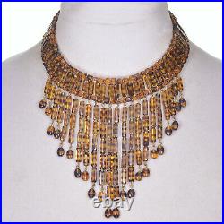 Art Deco Egyptian Revival Cleopatra Fringe Glass Necklace C. 1920