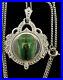 Art Deco Egyptian Revival Real Scarab Sterling & Marcasite Pendant Necklace