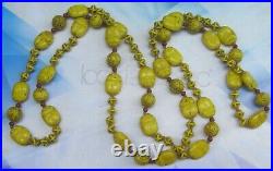 Art Deco Egyptian Revival Scarab Glass Beads Long Necklace Neiger Brothers CZECH