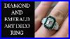 Art Deco Engagement Ring With Emerald Halo