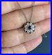 Art Deco Engagement Wedding Necklace 1.53 Ct Simulated Sapphire 14K White Gold