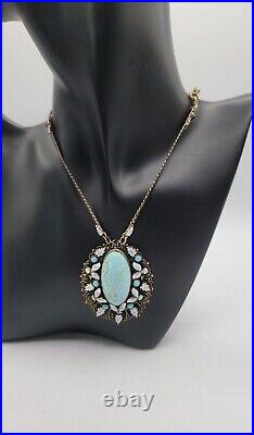Art Deco Era Pendant Necklace Blue Cabochon & Enamel c1920/30s 25 Necklace