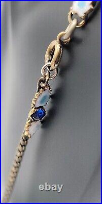 Art Deco Era Pendant Necklace Blue Cabochon & Enamel c1920/30s 25 Necklace