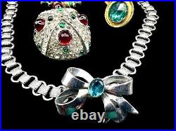 Art Deco Estate Jewelry Lot Rhinestone Glass Dress Clips Brooch Necklace Earring