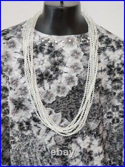 Art Deco Faceted Crystal Glass Multi Strand Vintage Sterling Silver Necklace