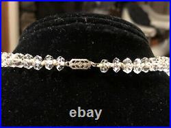 Art Deco Faceted Natural Rock Crystal Quartz Necklace Hand Knotted Rhondelle