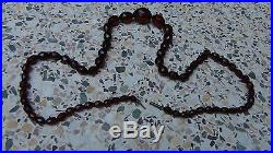 Art Deco Faceted Red Cherry Amber Bakelite Graduated Bead Beaded Necklace 49gr