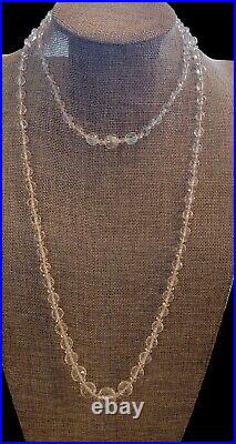 Art Deco Faceted Rock Crystal Lot Graduated Necklace & 50's 14 Glass AB Choker