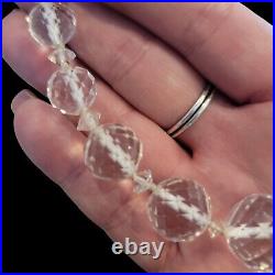 Art Deco Faceted Rock Crystal Lot Graduated Necklace & 50's 14 Glass AB Choker