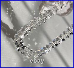 Art Deco Faceted Rock Crystal Quartz Necklace Orig Sterling Silver Clasp 15 WoW
