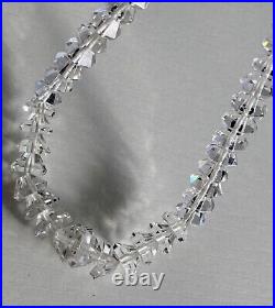 Art Deco Faceted Rock Crystal Quartz Necklace Orig Sterling Silver Clasp 15 WoW