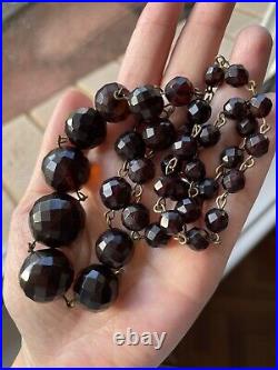 Art Deco Flapper Era Cherry Amber Bakelite Beads Necklace Vintage Antique 39g