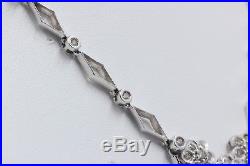 Art Deco Floral Pattern Diamond and 14k Gold Necklace with 1/2 Ct DIamonds