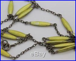 Art Deco French. 935 Sterling Silver Enamel Guilloche Chain Necklace Pendant BNW