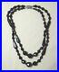 Art Deco French Black Crystal Necklace Marcasite Clasp Double String Sn841
