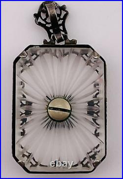 Art Deco, Frosted Pendant Sterling Silver. 925 Filigree Unknown Symbol AX