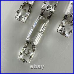 Art Deco Germany Sterling Square Crystal Riviere Necklace Open Back Bezel Paste