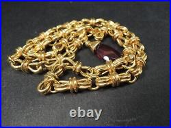 Art Deco Gold Plated Ruby Red Glass Pendant Choker Necklace