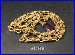 Art Deco Gold Plated Ruby Red Glass Pendant Choker Necklace