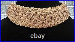 Art Deco Gold Vermeil 925 Braided Silver Mesh Collar Necklace 141 Gr. Pin Close