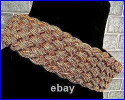 Art Deco Gold Vermeil 925 Braided Silver Mesh Collar Necklace 141 Gr. Pin Close