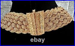 Art Deco Gold Vermeil 925 Braided Silver Mesh Collar Necklace 141 Gr. Pin Close