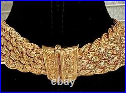 Art Deco Gold Vermeil 925 Braided Silver Mesh Collar Necklace 141 Gr. Pin Close