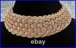 Art Deco Gold Vermeil 925 Braided Silver Mesh Collar Necklace 141 Gr. Pin Close