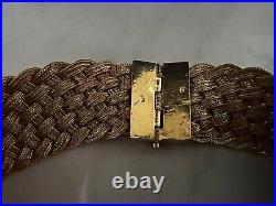 Art Deco Gold Vermeil 925 Braided Silver Mesh Collar Necklace 141 Gr. Pin Close