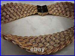 Art Deco Gold Vermeil 925 Braided Silver Mesh Collar Necklace 141 Gr. Pin Close