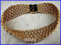 Art Deco Gold Vermeil 925 Braided Silver Mesh Collar Necklace 141 Gr. Pin Close