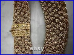 Art Deco Gold Vermeil 925 Braided Silver Mesh Collar Necklace 141 Gr. Pin Close