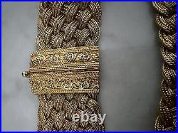 Art Deco Gold Vermeil 925 Braided Silver Mesh Collar Necklace 141 Gr. Pin Close