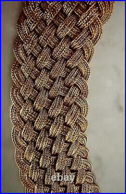 Art Deco Gold Vermeil 925 Braided Silver Mesh Collar Necklace 141 Gr. Pin Close