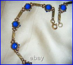Art Deco Iconic Bristol Blue Paste Crystal Open Back Bezel Set Vintage Necklace