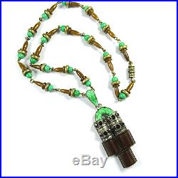 Art Deco Jade Glas, Bakelit Collier, Glass Bakelite Necklace, Fahrner Style 20s 30s