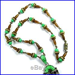 Art Deco Jade Glas, Bakelit Collier, Glass Bakelite Necklace, Fahrner Style 20s 30s