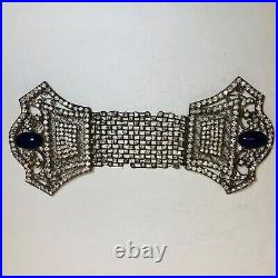 Art Deco Jewelry Rhinestone Cabochon Vintage 1920s Belt Piece Chest Necklace as