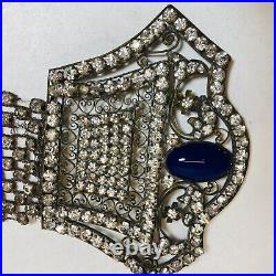 Art Deco Jewelry Rhinestone Cabochon Vintage 1920s Belt Piece Chest Necklace as