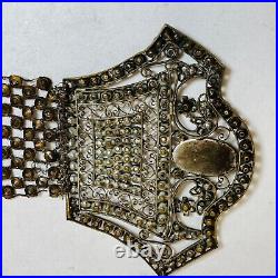 Art Deco Jewelry Rhinestone Cabochon Vintage 1920s Belt Piece Chest Necklace as