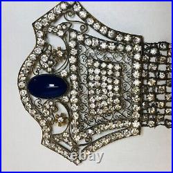 Art Deco Jewelry Rhinestone Cabochon Vintage 1920s Belt Piece Chest Necklace as